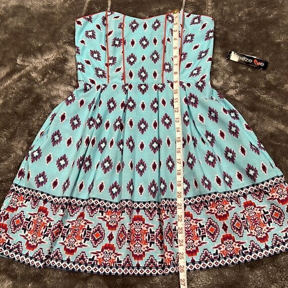 136. Teeze Me Y2K multicolor Aztec Tribal Strapless Corset dress NWT Size S - Picture 8 of 10